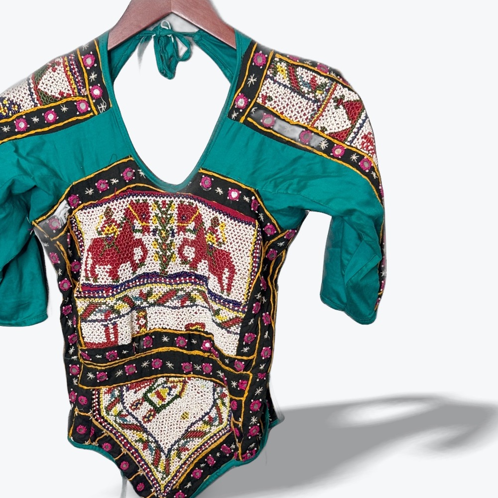 Vintage Kutchi Rabari Beaded‎ Elephant Choli Bodice Tribal Dance Top